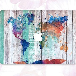 Étui pour ordinateur portable avec carte en bois pour Macbook Air 13 Pro 14 Pro 1316 2022 2023 A2681 A2779 CBB2267