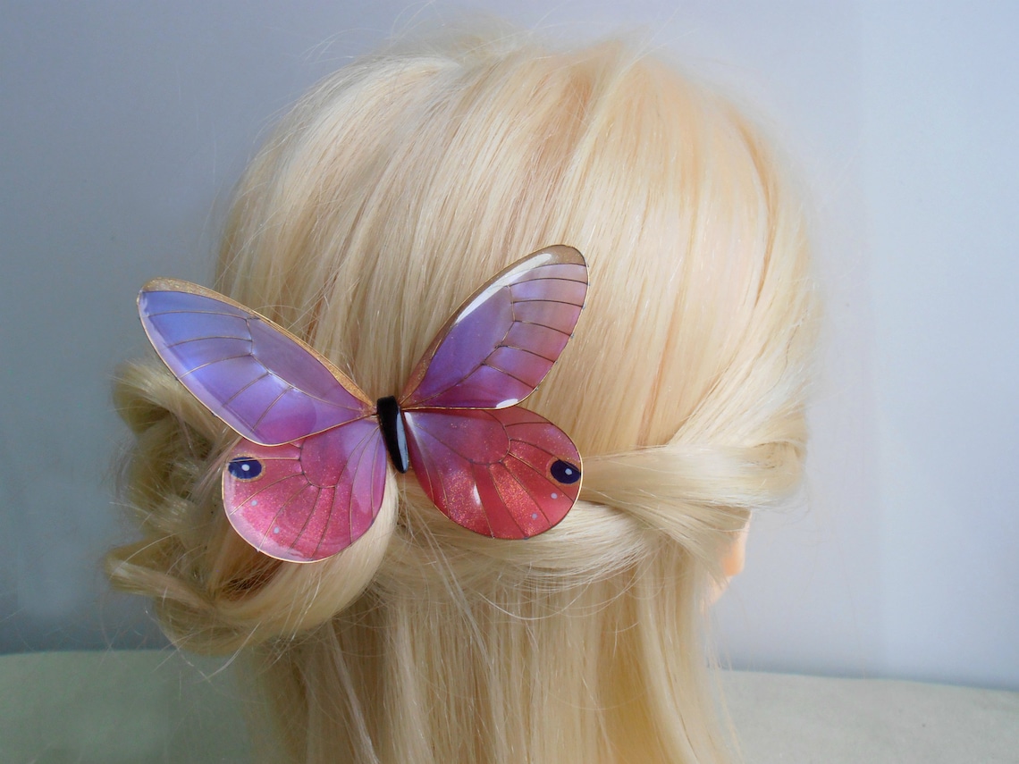 Butterfly Hair Clip Pink Transparent Hair Pin From Wire and Etsy