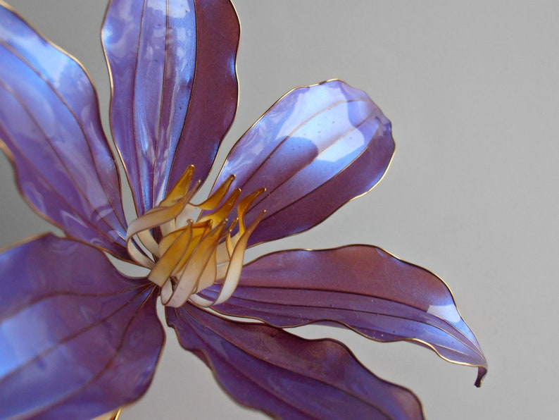 Bridal purple clematis flower hair pin dip flower luxury wedding bridesmaid accessories from epoxy