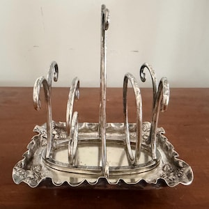 Antique Art Nouveau Dainty English  Silverplate Toast Rack/Letter Holder