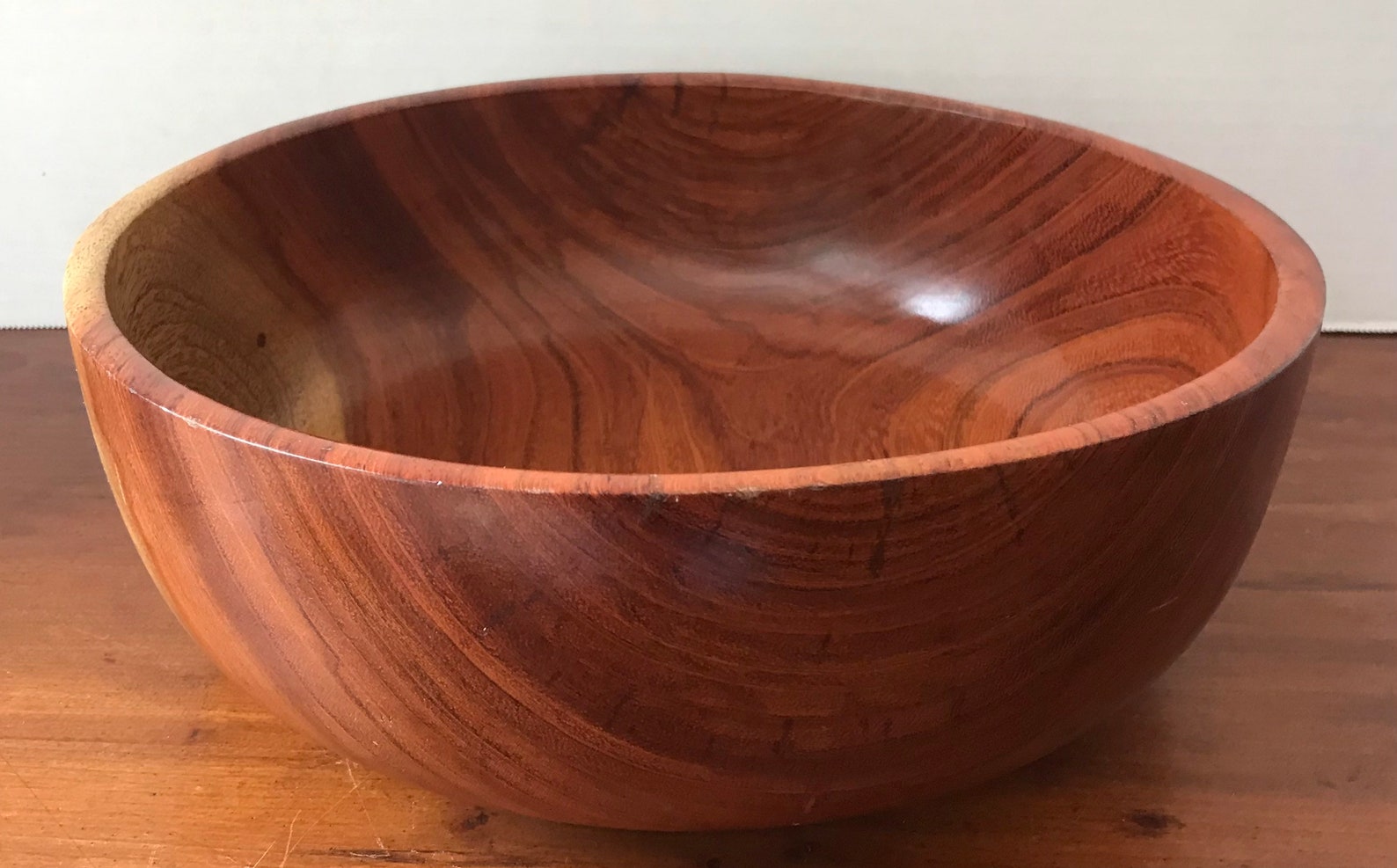 Hardmade Turned Cherry Wood Salad Bowl Vintage Etsy