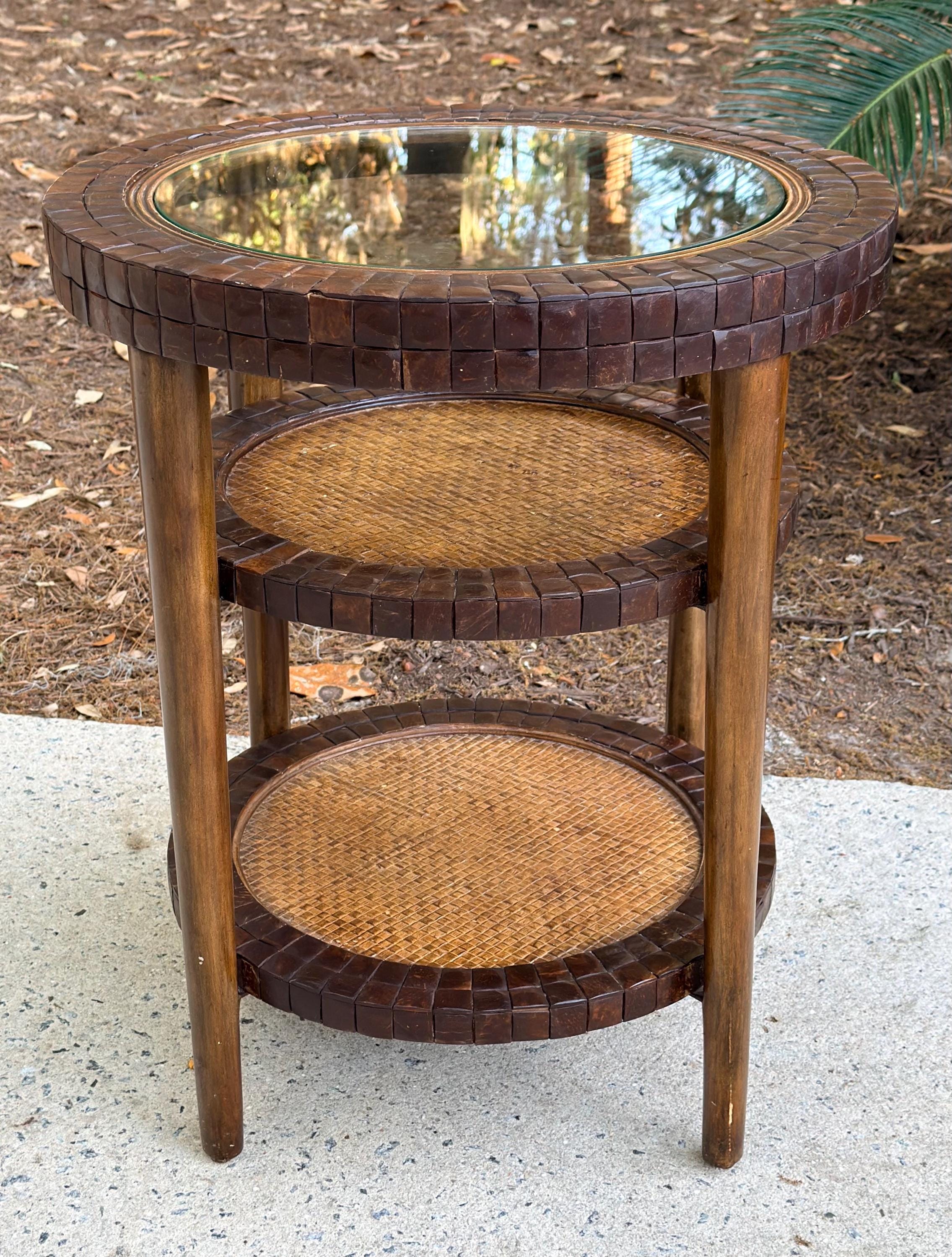 Rattan Side Table Glass - Etsy