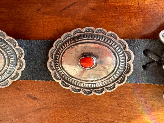 Vintage Calvin Martinez Navajo Brown Leather and Sterling Silver 