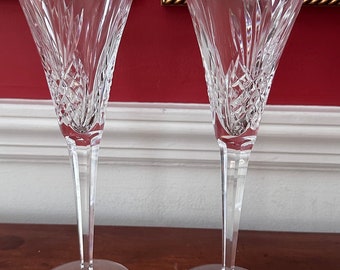 PAIR - Waterford Millennium Irish Crystal HOSPITALITY Champagne Toasting Flutes, Hard to Find