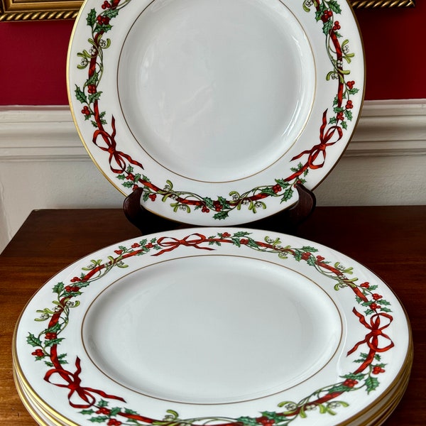 Royal Worcester Holly Ribbons Dinner Plate 8821935 - Bone China - 10 3/4 Inch - Used