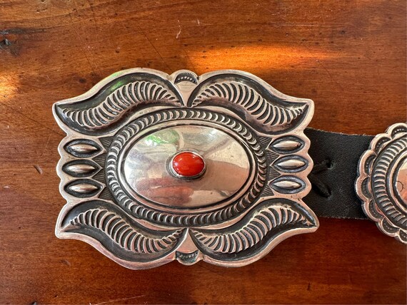 Vintage Calvin Martinez Navajo Brown Leather and Sterling Silver 