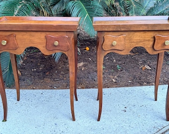 Vintage Baker Furniture French Provincial Louis XV Style Nightstands, Side Tables