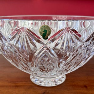 WATERFORD IRELAND Heavy 1970’s Crystal 10” ASHBURY Centerpiece Bowl-Original Sticker