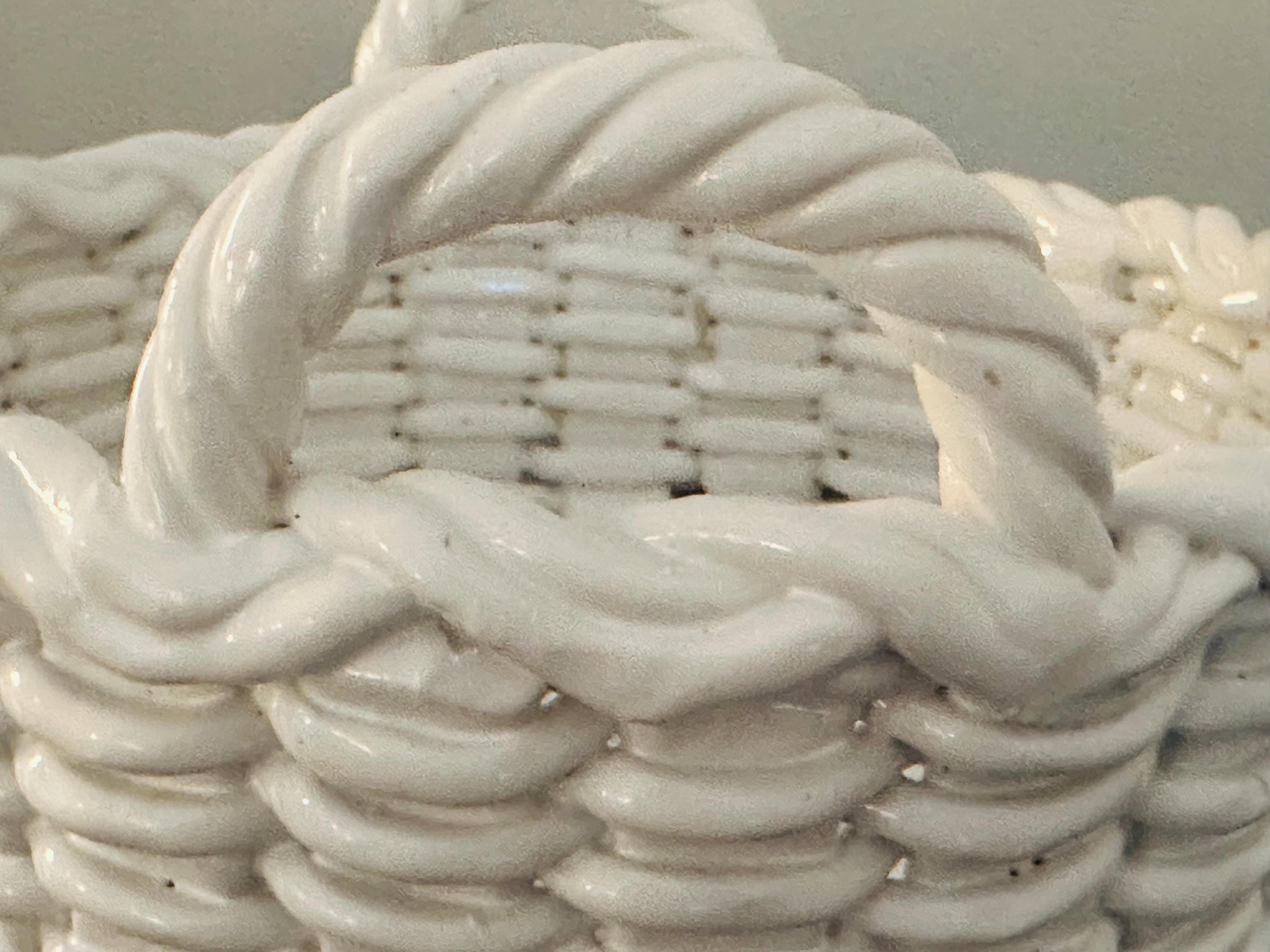 イタリア製　陶器製バスケット Ceramiche Castellan Vintage Italian Ceramic Woven Basket: CERAMICHE CASTELLAN