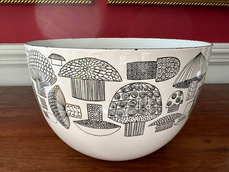 Kaj Franck Finel Arabia Finland Enamel Mushroom Deep Bowl Ideal for