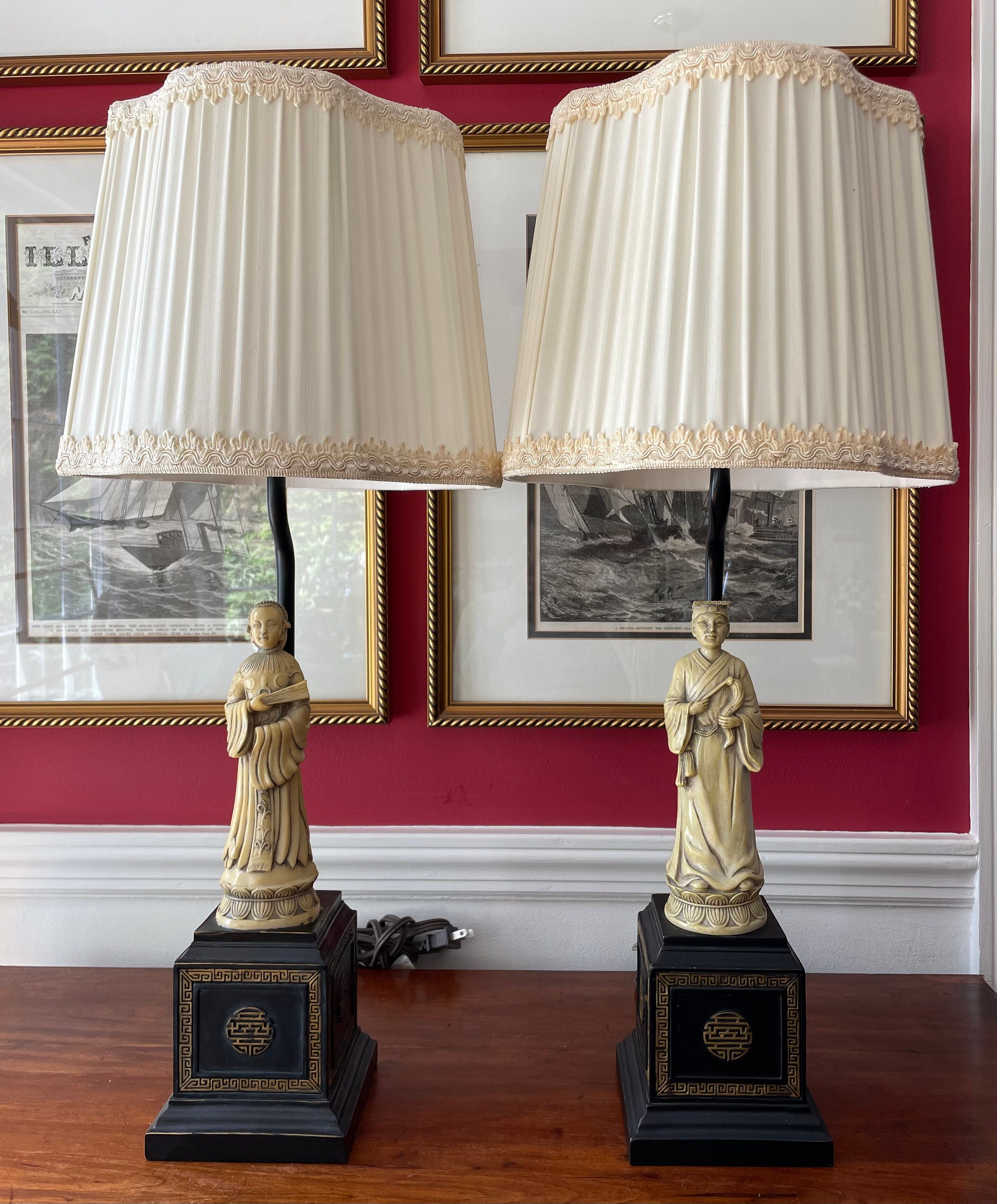 Classic Chinese Figural Tables Lampsa Pair Etsy