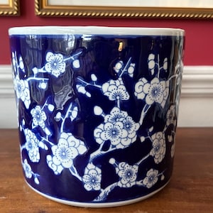 Porcelain Orchid/Topiary Pots Fish Motif-A Pair
