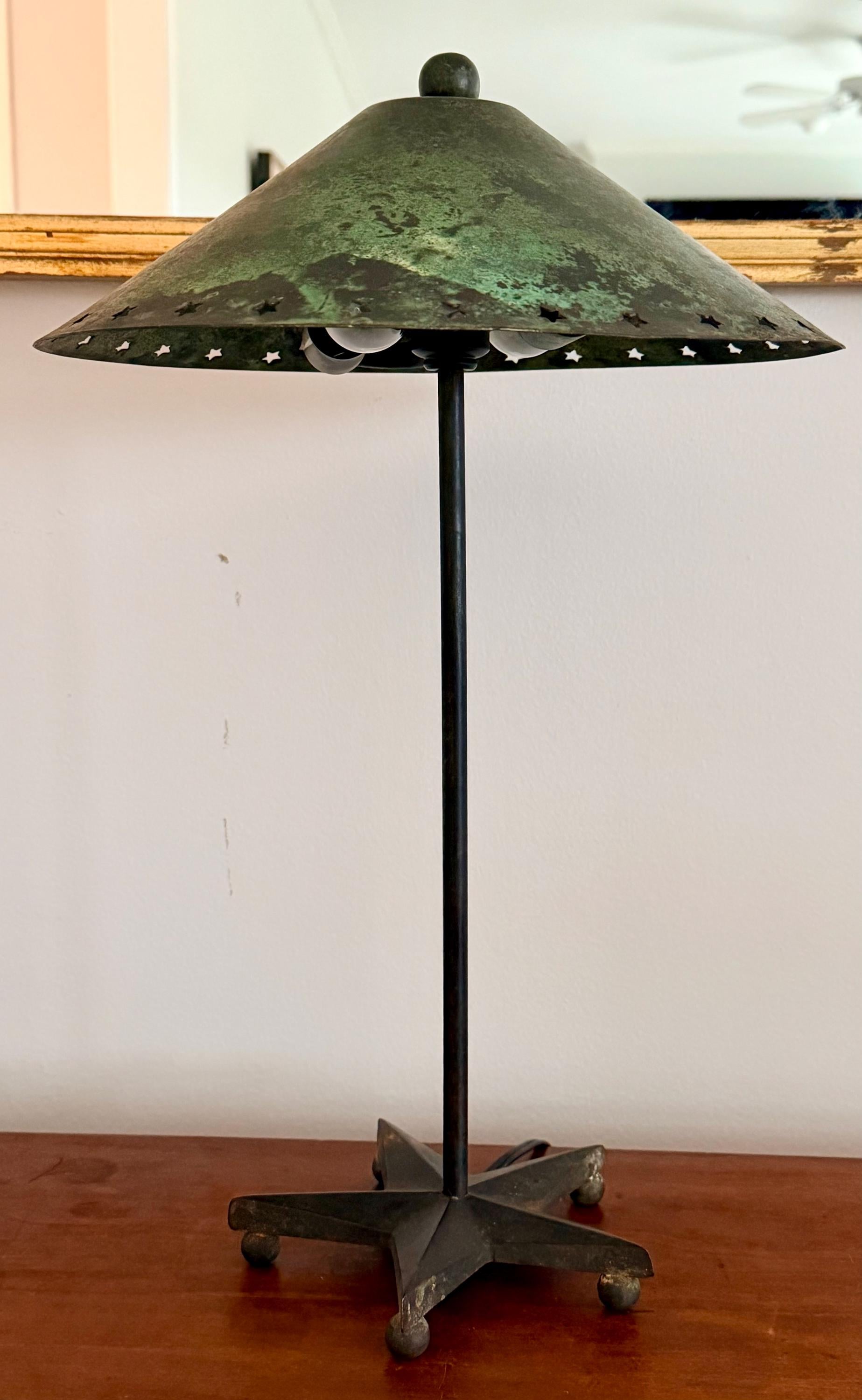 Brutalist Mid Century Modern Verdigris Green Bronze Star Cutout