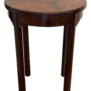Antique Flame Mahogany Inlaid Round Side Table