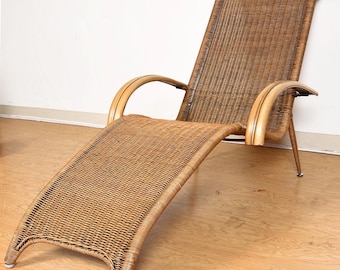 Vintage Woven Faux Rattan Chaise Lounge