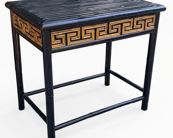 Vintage Chinoiserie Ebonized Bamboo Accent Table