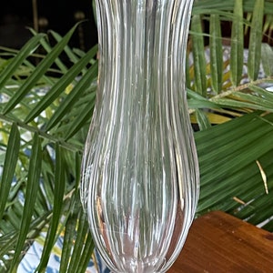 Rare 16” French Baccarat Crystal Tall, Heavy Vase, Fluted, Early 1900s, Fine Quality Graceful Design