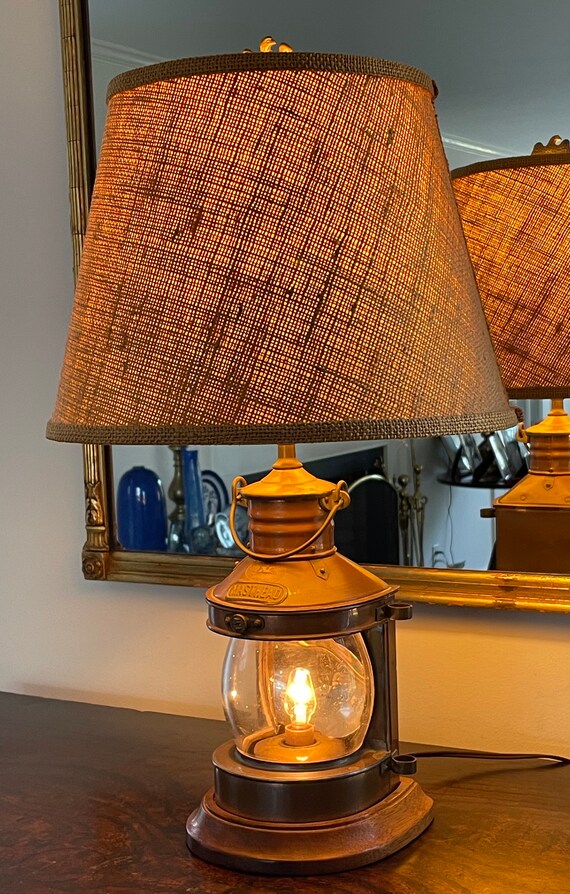 Nautical Table Lamp Repurposed Vintage Masthead Light Copper Etsy