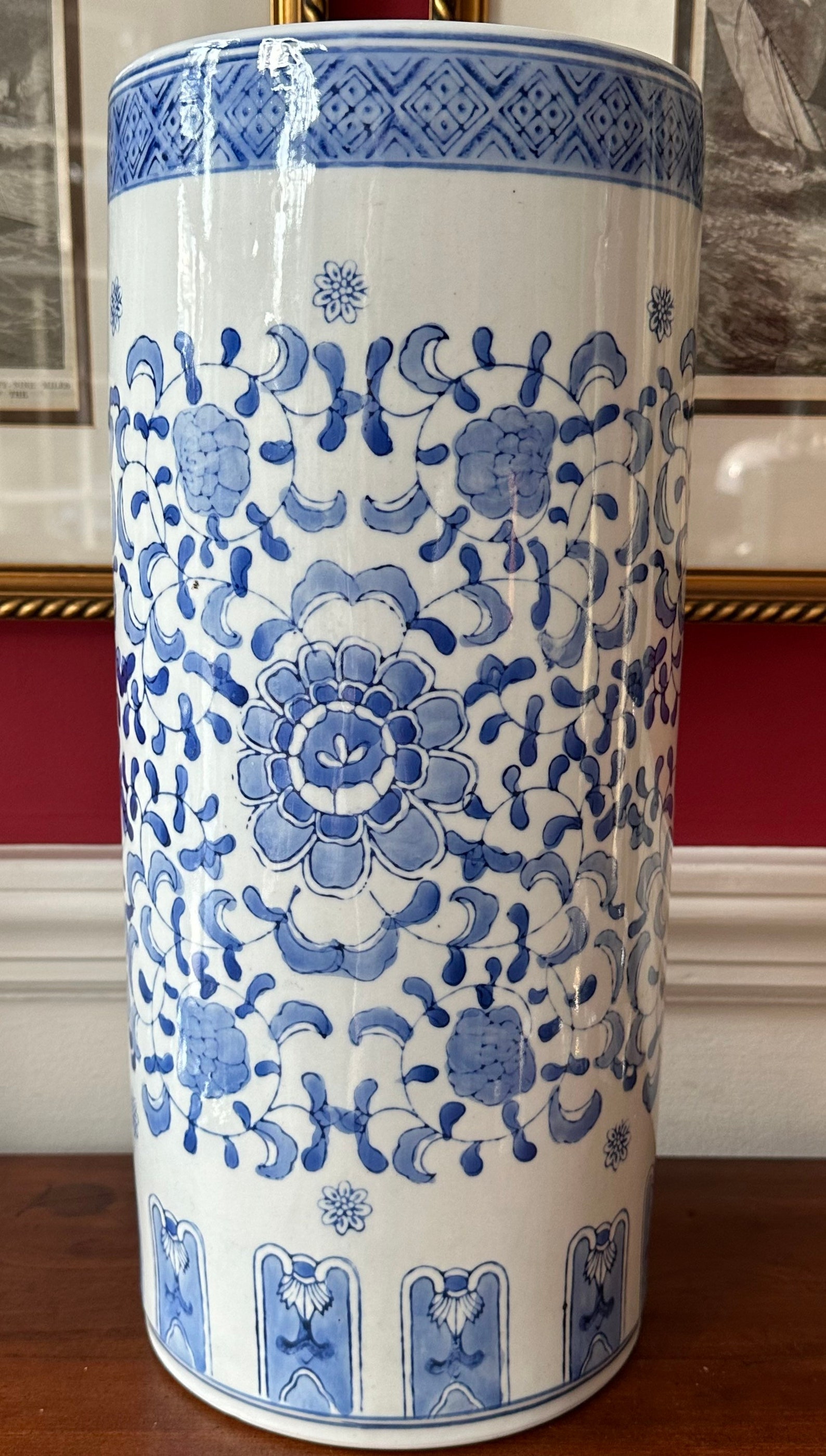 Chinese Blue and White Porcelain Umbrella Stand Etsy