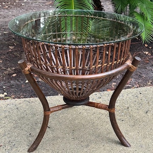 Franco Albini Style Rattan 1960s Fishing Basket Table