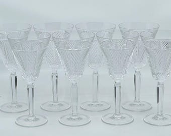 Set of 10 Ralph Lauren Herringbone Water/ Wine Glasses 8 5/8" in Mint Condition-Rare