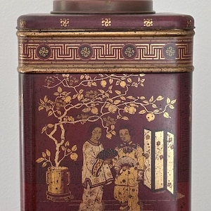 Antique Frederick Cooper For Wildwood English Tea Caddy Tin Table Lamp