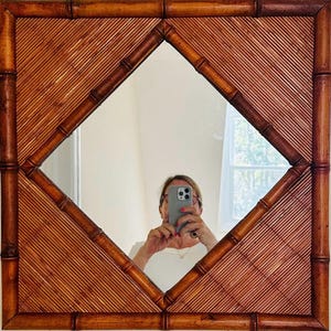 Vintage Faux Bamboo and Rattan Mirror