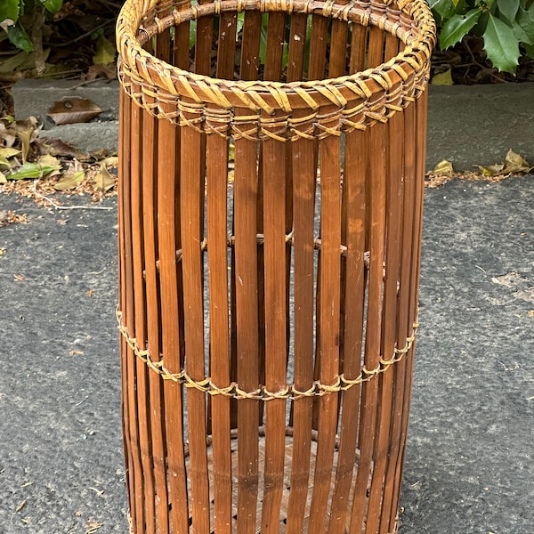 Vintage Rattan Split Bamboo Umbrella Stand