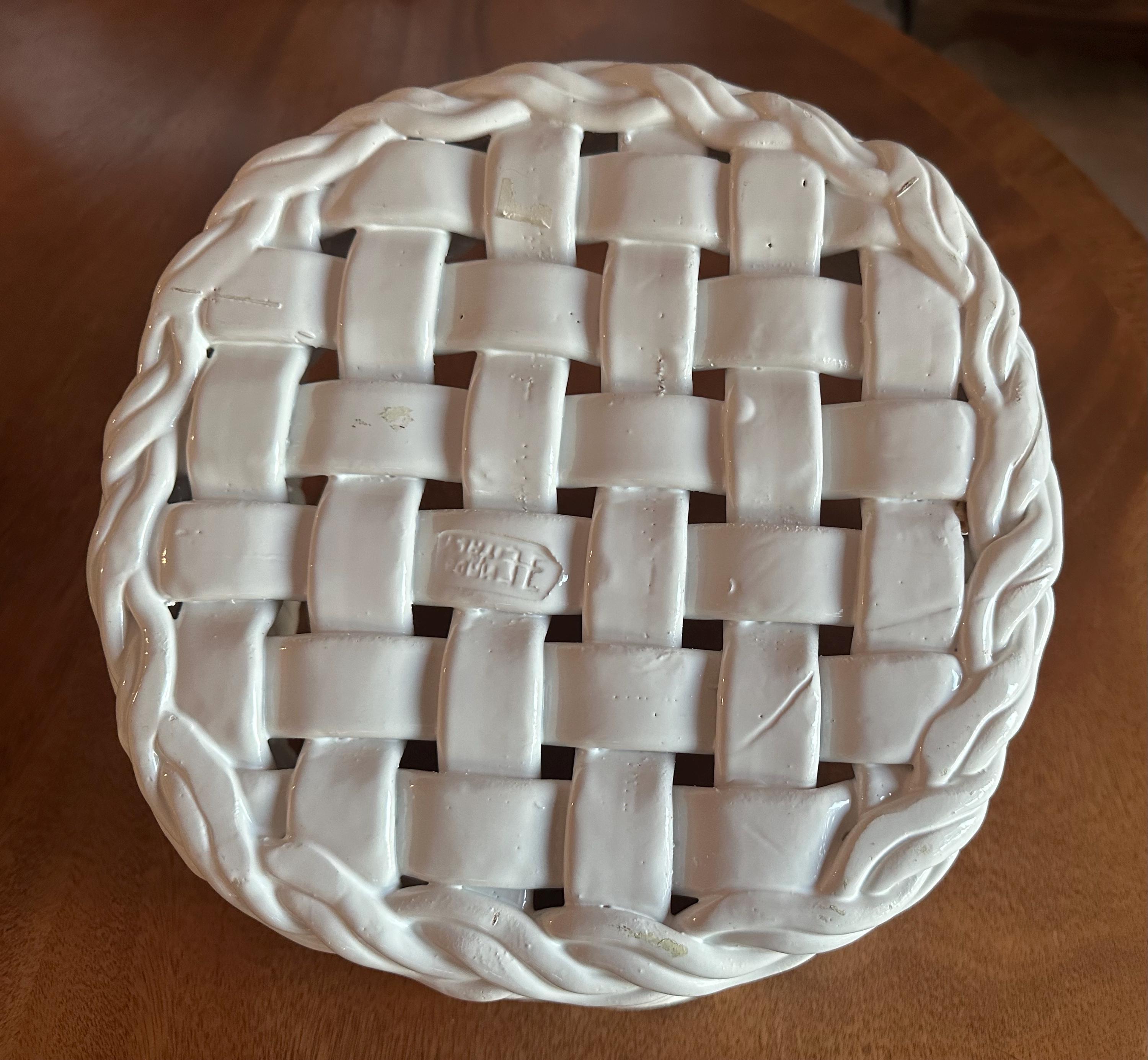 Vintage Italian Ceramic Woven Basket: CERAMICHE CASTELLAN