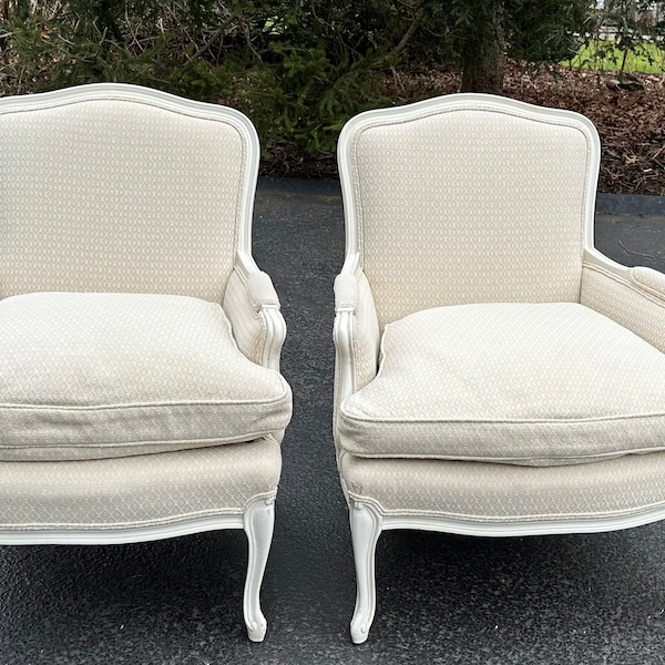 Pair of Painted Louis XV Bergere Armchairs