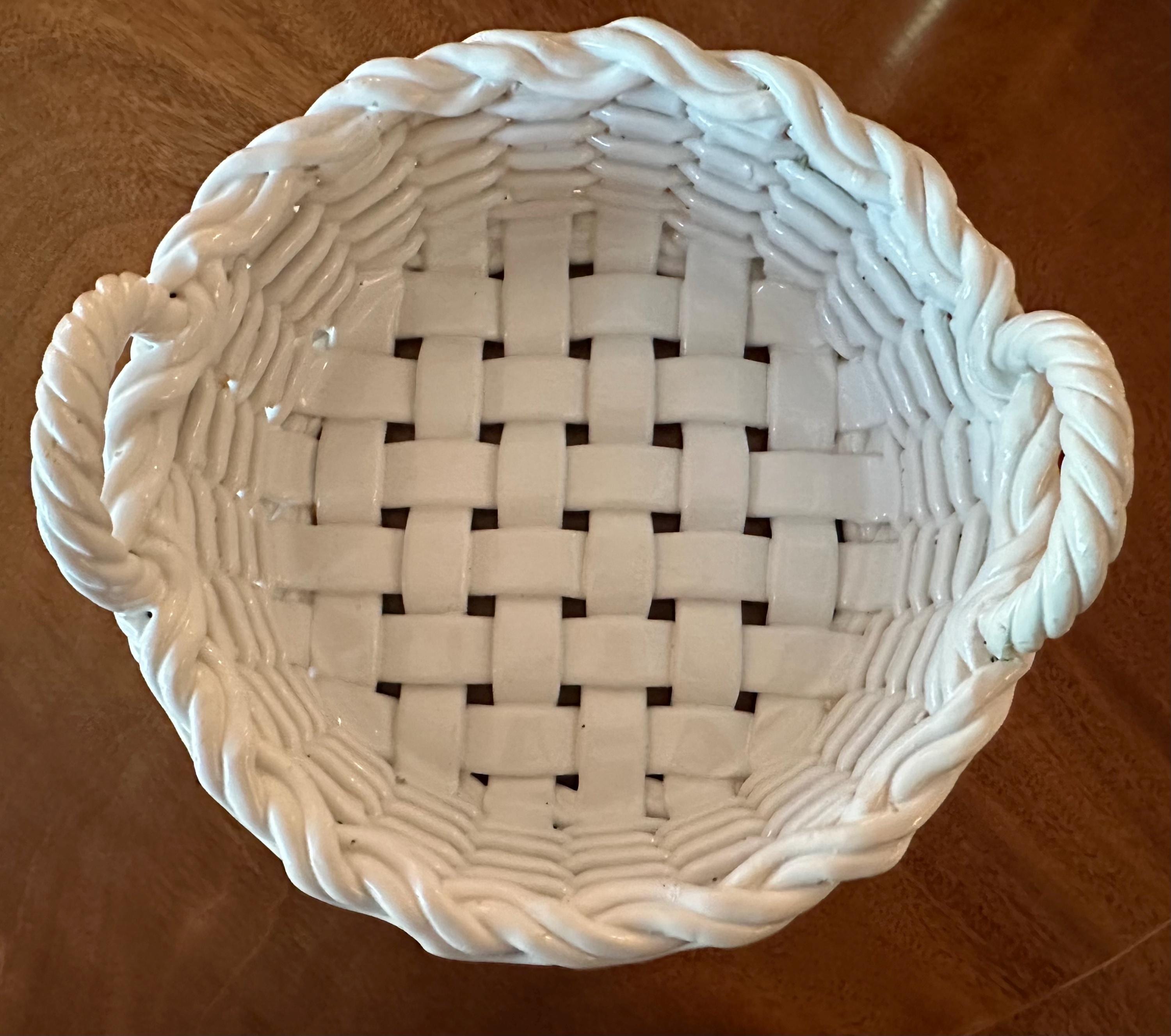 Vintage Italian Ceramic Woven Basket: CERAMICHE CASTELLAN