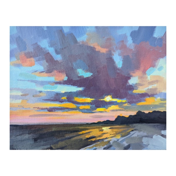 Planeshift - Original Fine Art Spanish Sunset Acrylic Painting on Canvas Panel by Kerhys Farley