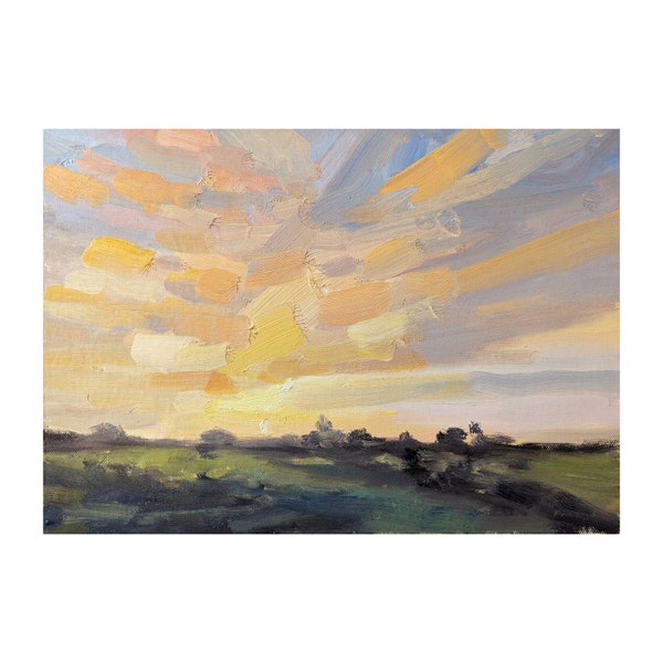 Encore - Original sunset landscape oil painting on canvas board by Kerhys Farley