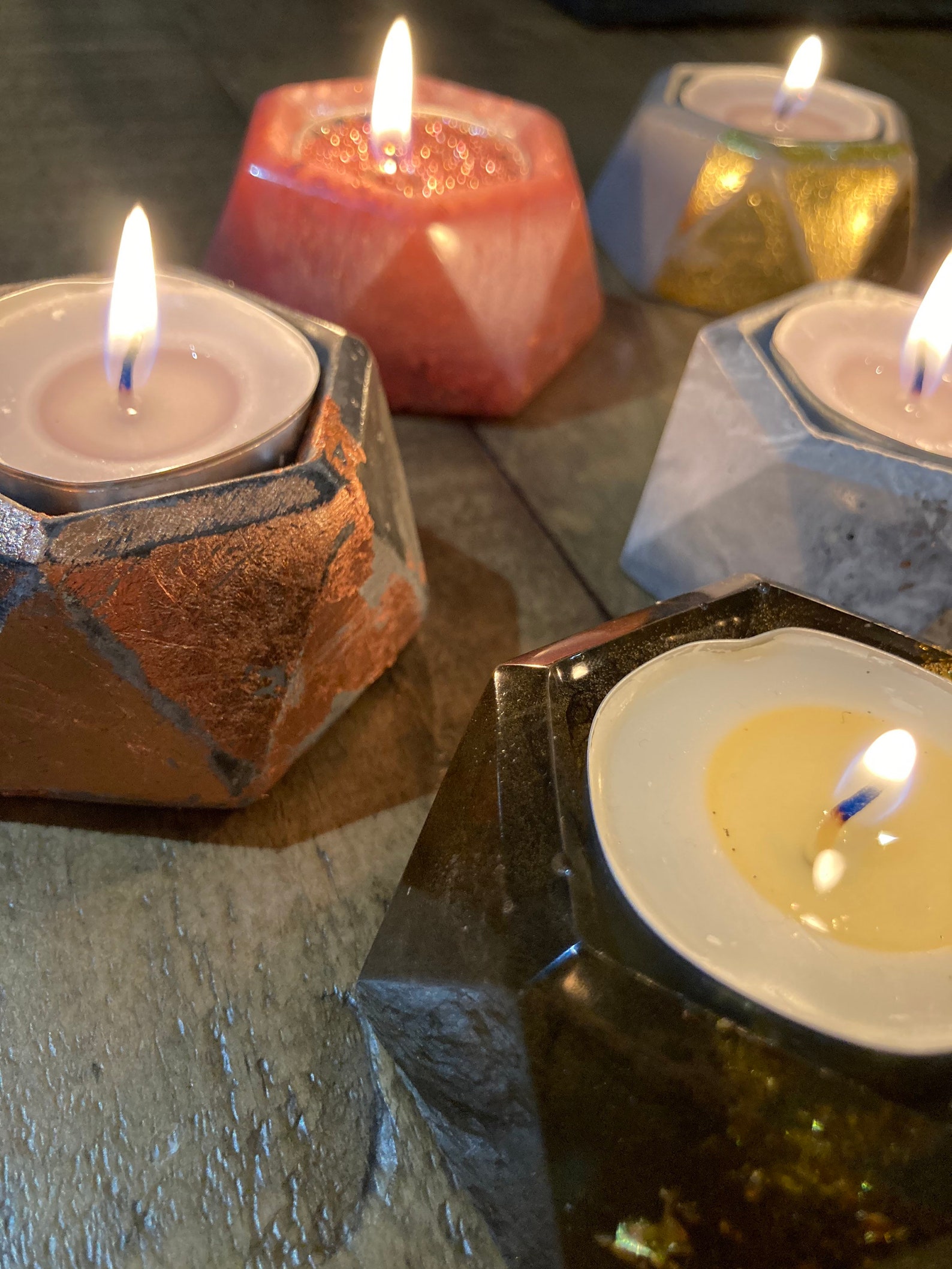 Handmade Tealight Candle Holder Resin Geometric Etsy