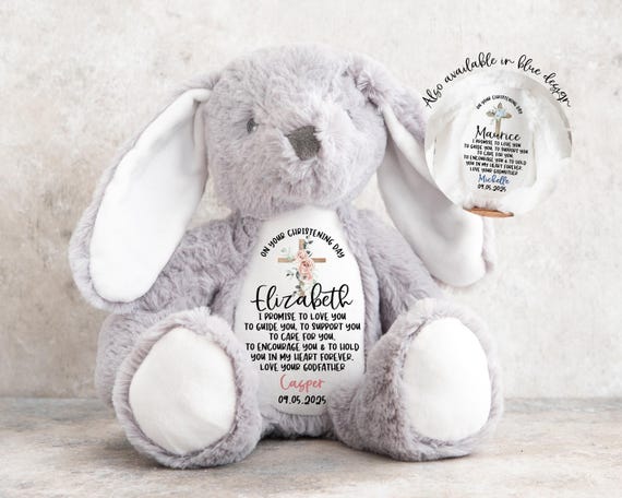 Personalised Christening Poem Bunny, Boy Girl Christening Gift