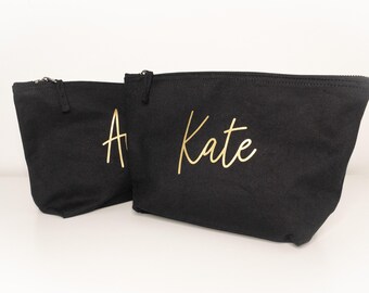 Personalised Bridesmaid Proposal Makeup Bag, Bridesmaid Cosmetic Bag, Bridesmaid Proposal Gift, Rose Gold Bridesmaid Bag, Canvas Makeup Bag