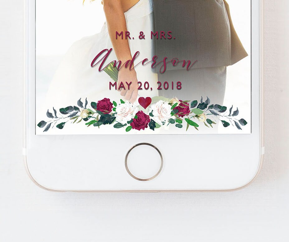 Wedding Snapchat GeoFilter, Wedding Geofilter, Floral Filter, Red Flo…
