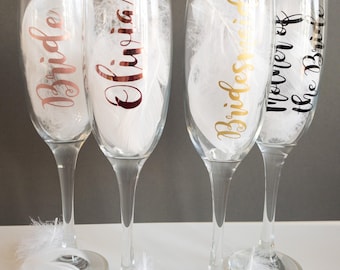 Calcomanías de boda DIY para copas de champán, vinilos de boda para copas de champán, pegatinas para copas de champán, calcomanías de boda personalizadas para copas de champán.