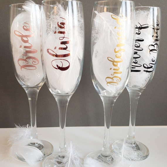 DIY Wedding Decals Champagne Flute, Wedding Vinyl Champagne Flutes Vinyl, Glass Stickers Wedding Decal Stickers Personalised Champagne Flute