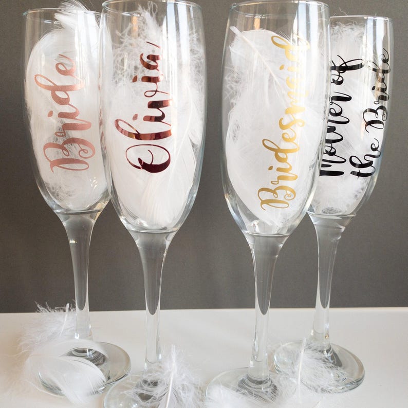 DIY Wedding Decals Champagne Flute, Wedding Vinyl Champagne Flutes Vinyl, Glass Stickers Wedding Decal Stickers Personalised Champagne Flute image 1