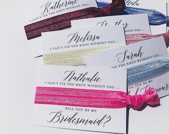 Personalized Bridesmaid Proposal Gift, Bridesmaid Hair Ties, Maid of Honor Proposal Gift, Bridal Party Gift Ideas, Wedding Hair Ties