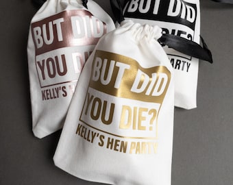 HANGOVER KIT BAGS, But Did You Die Bag, But Did You Die Hangover Bag, Bachelorette Goody Bag, Hen Party Bag, Personalised, Bridesmaid Gifts