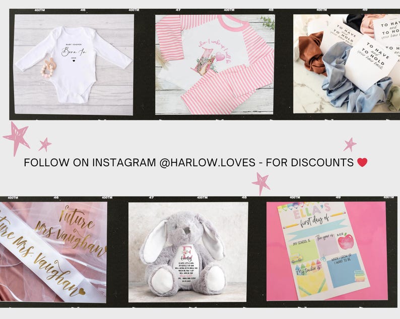 The image is a collage of six different images, including a baby onesie, a pink and white striped shirt, a pink and white striped blanket, a stuffed rabbit, a pink and white striped shirt, and a pink and white striped blanket.