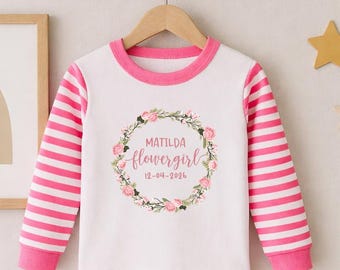Pigiama personalizzato per bambina damigella d'onore, pigiama da damigella d'onore, pigiama da damigella d'onore neonata, ricordo da damigella d'onore, regalo da damigella d'onore, scatola da damigella d'onore