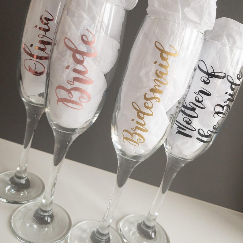 DIY Wedding Decals Champagne Flute, Wedding Vinyl Champagne Flutes Vinyl, Glass Stickers Wedding Decal Stickers Personalised Champagne Flute image 4
