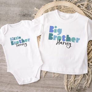 Big Brother Shirt, Little Brother Baby Vest, Cute Siblings Kids Matching, Personalised Tees, Baby Bodysuit, Matching Brothers, Announcement