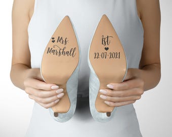 DIY Hochzeitsschuh Aufkleber, Hochzeit Heels Vinyl, Name und Datum Aufkleber, Brautschuhe Aufkleber, Mrs. Name Est. Datum Aufkleber, Hochzeit Aufkleber,