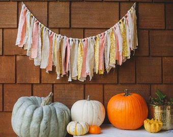 Fall Fabric Garland, Fabric Garland, Fall Fabric Banner, Fall Rag Tie Garland