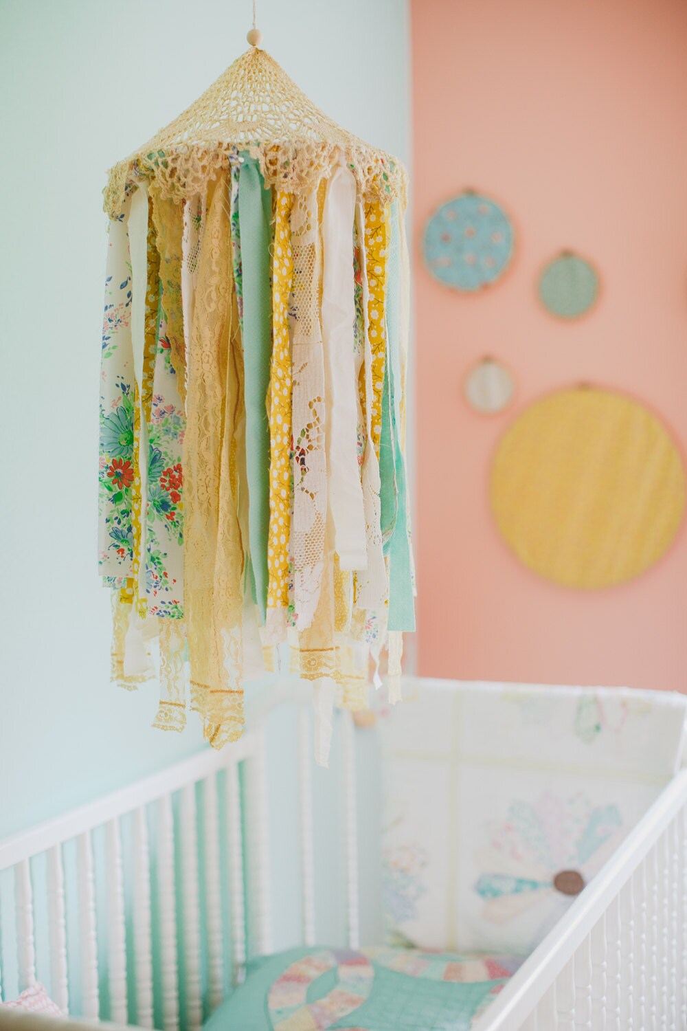 Boho Baby MobileNursery MobileFabric Chandelier Baby Etsy