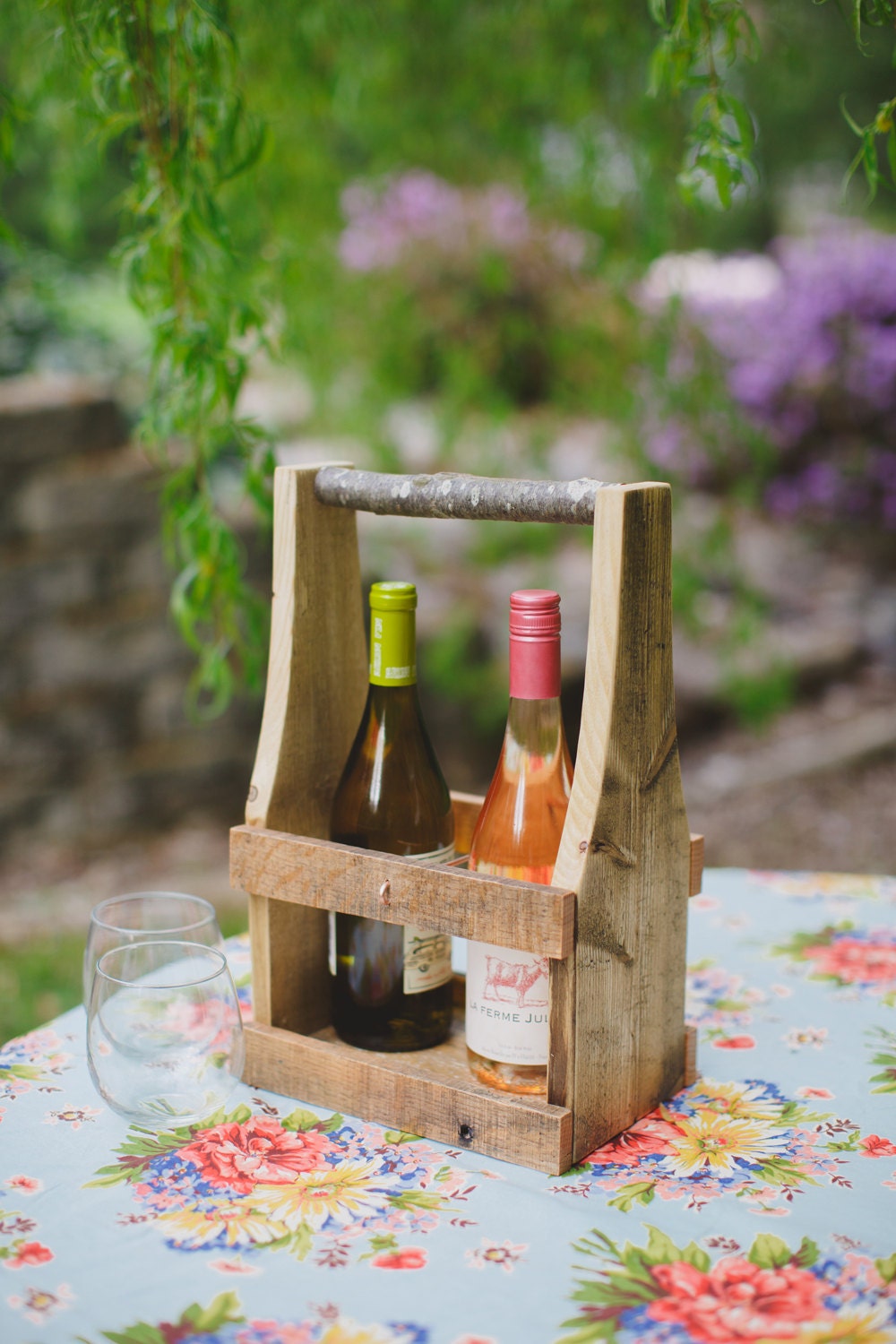 Wine Caddy Flower Caddy Wine Carrier Rustic Wine Caddy Etsy